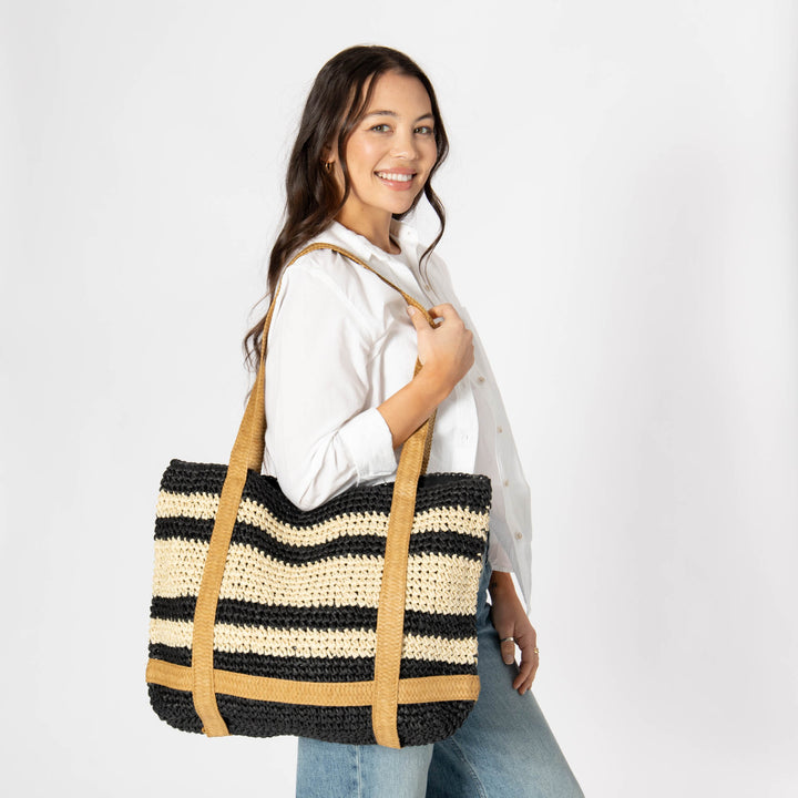 Day Trip - Woven Tote with hat Holder Straps