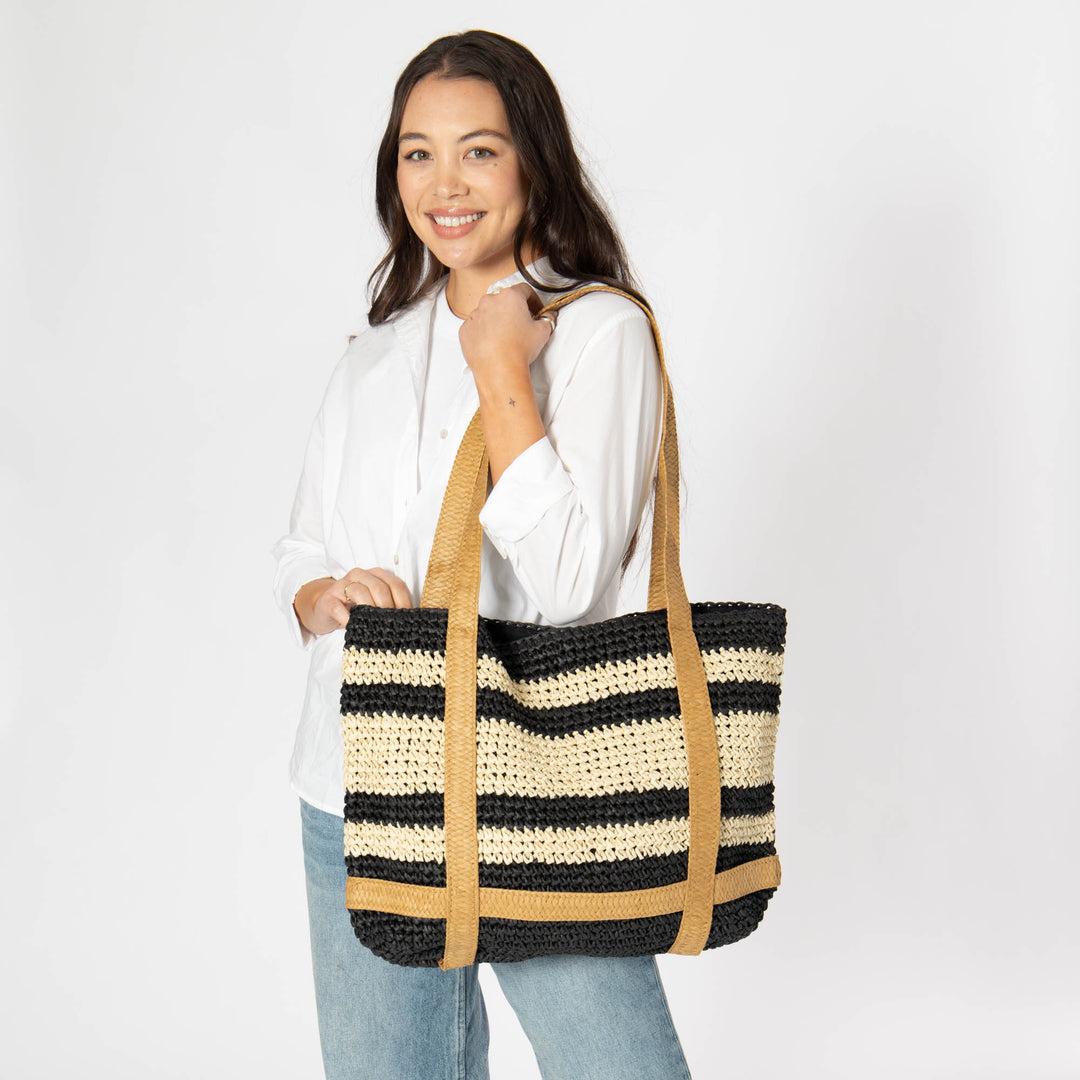 Day Trip - Woven Tote with hat Holder Straps