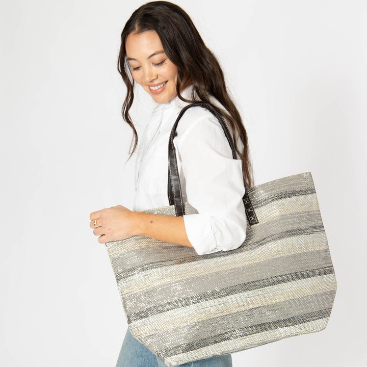 Celia - Oversized Lurex Woven Tote