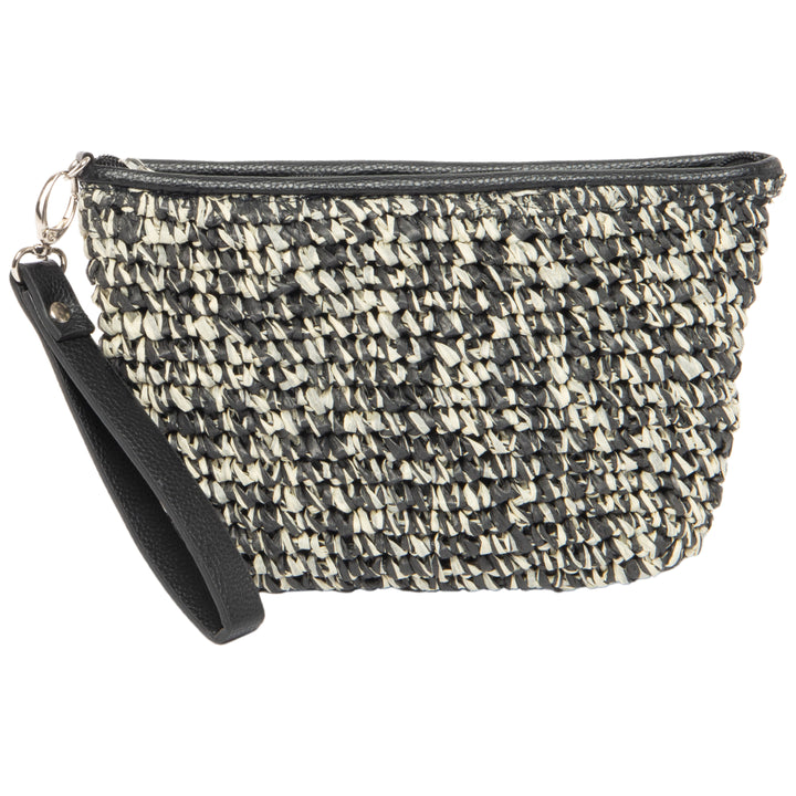 Julia - Black and White Zip Top Clutch