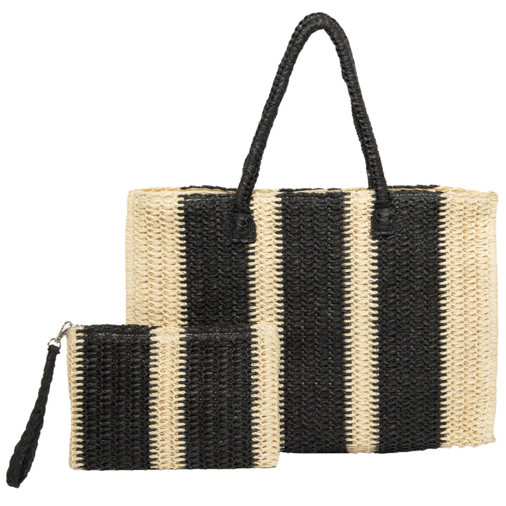 Mercado - Striped Crochet Tote with Matching Pouch