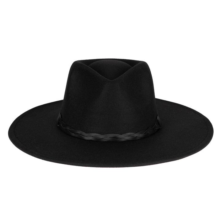 Faux Felt Fedora with Half Braided Faux Leather Band- CTH9056
