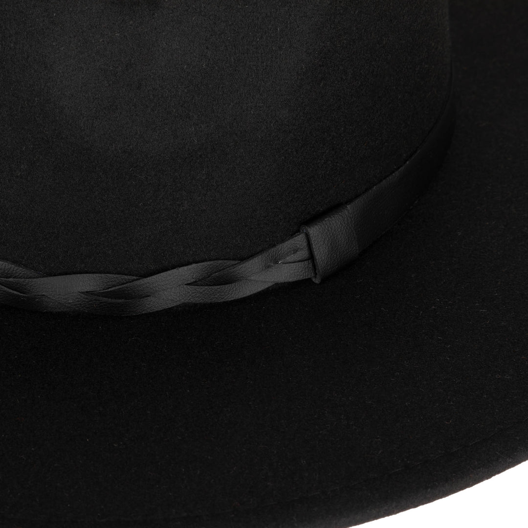Faux Felt Fedora with Half Braided Faux Leather Band- CTH9056