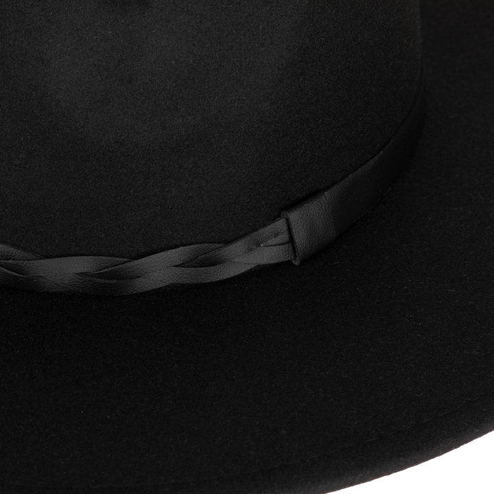 Faux Felt Fedora with Half Braided Faux Leather Band- CTH9056