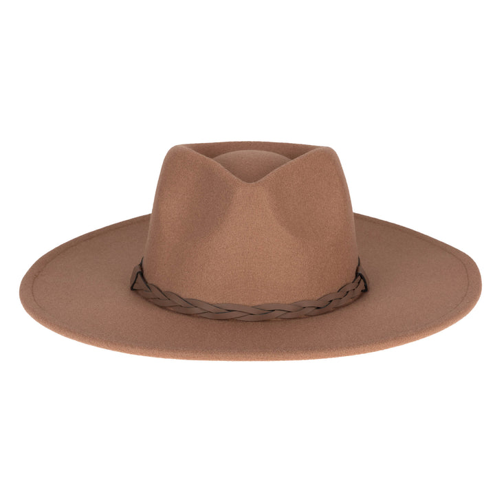 Faux Felt Fedora with Half Braided Faux Leather Band- CTH9056
