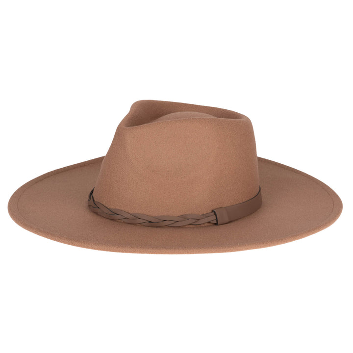 Faux Felt Fedora with Half Braided Faux Leather Band- CTH9056