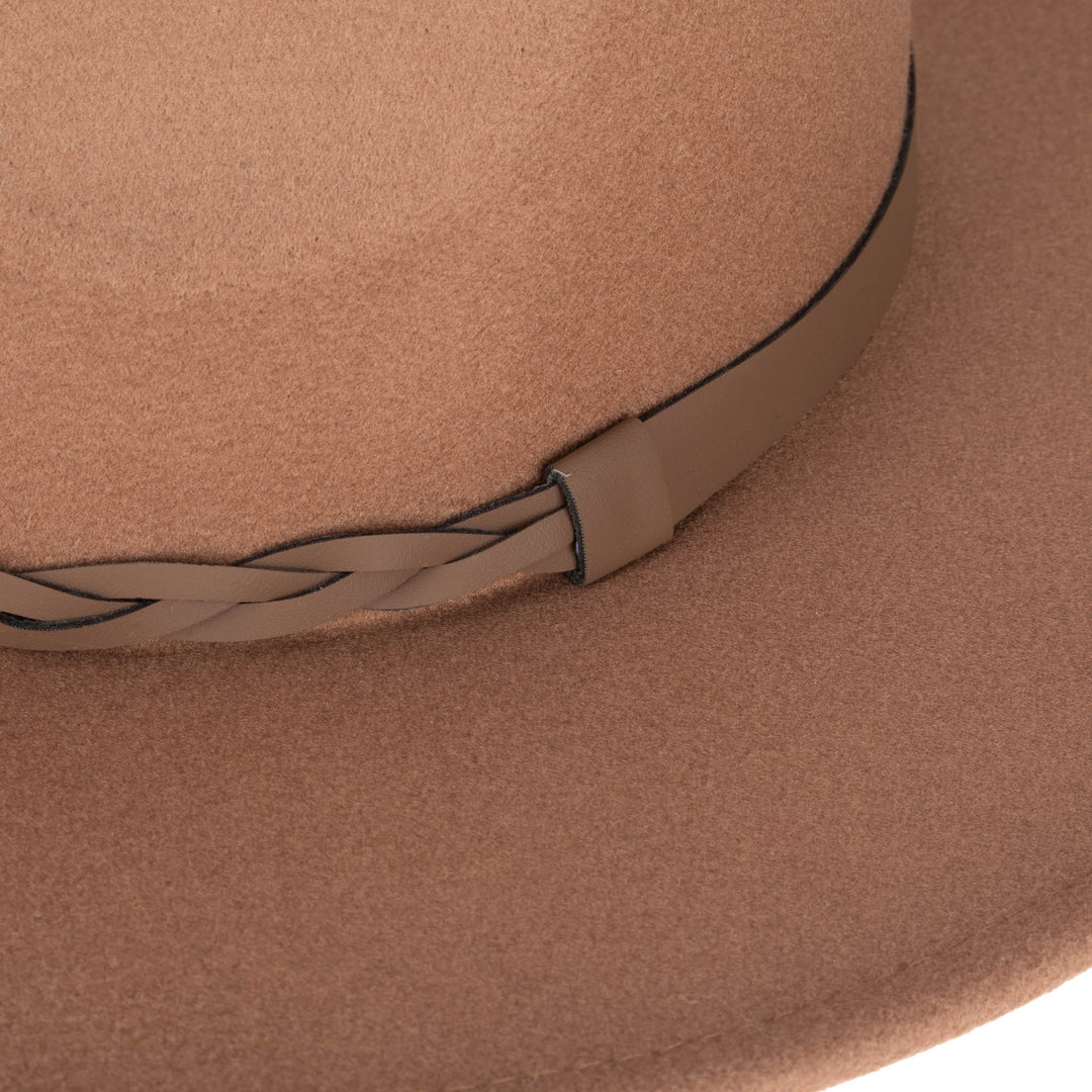 Faux Felt Fedora with Half Braided Faux Leather Band- CTH9056