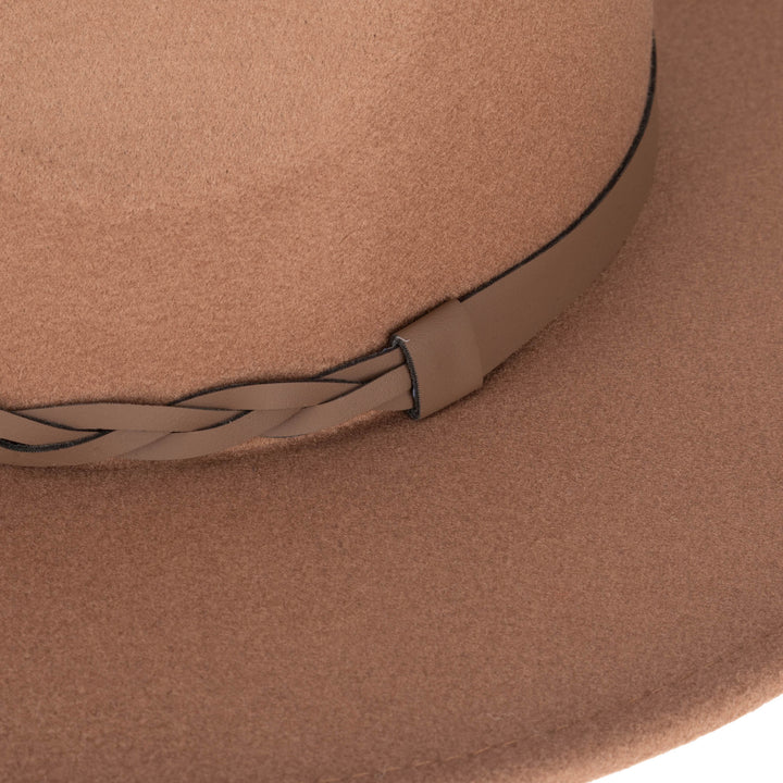 Faux Felt Fedora with Half Braided Faux Leather Band- CTH9056