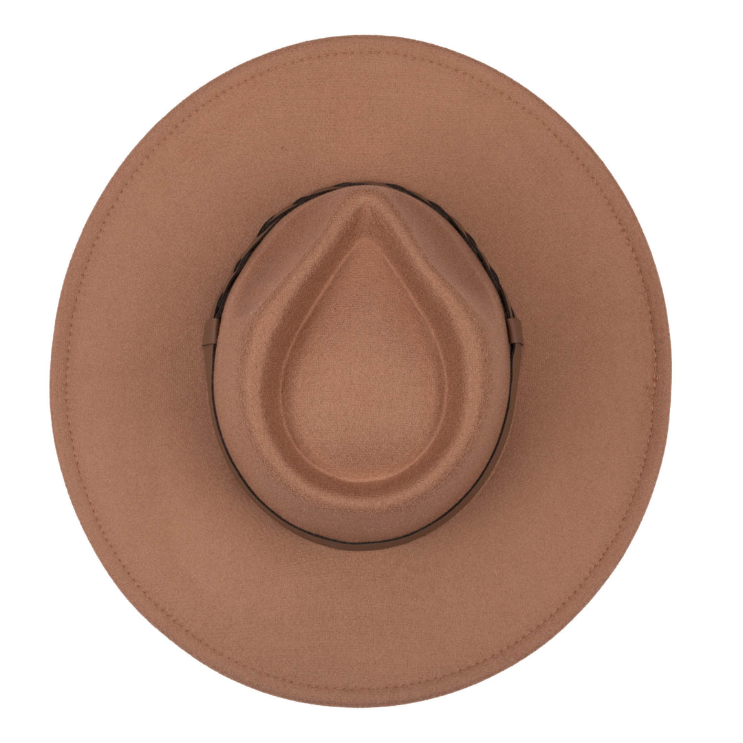 Faux Felt Fedora with Half Braided Faux Leather Band- CTH9056