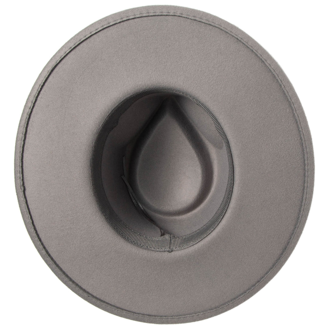 Mia - Faux Felt Fedora with Pinch Crown and Gold Trim Band (CTH9077)