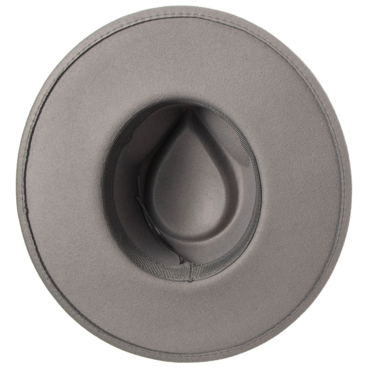 Mia - Faux Felt Fedora with Pinch Crown and Gold Trim Band (CTH9077)