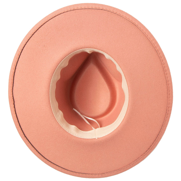 Mia - Faux Felt Fedora with Pinch Crown and Gold Trim Band (CTH9077)