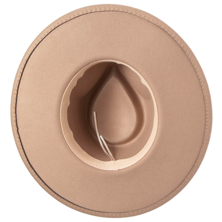 Mia - Faux Felt Fedora with Pinch Crown and Gold Trim Band (CTH9077)