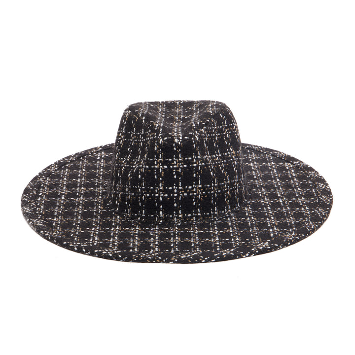 Aria - Wide Brim Fedora with Textured Mixed Tweed Fabric - CTH9090