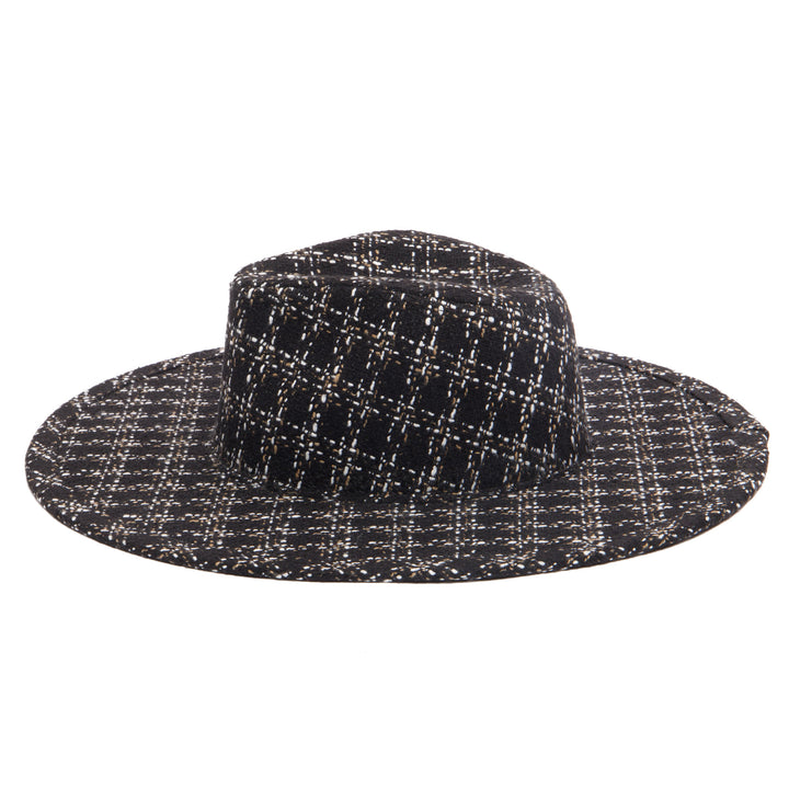 Aria - Wide Brim Fedora with Textured Mixed Tweed Fabric - CTH9090