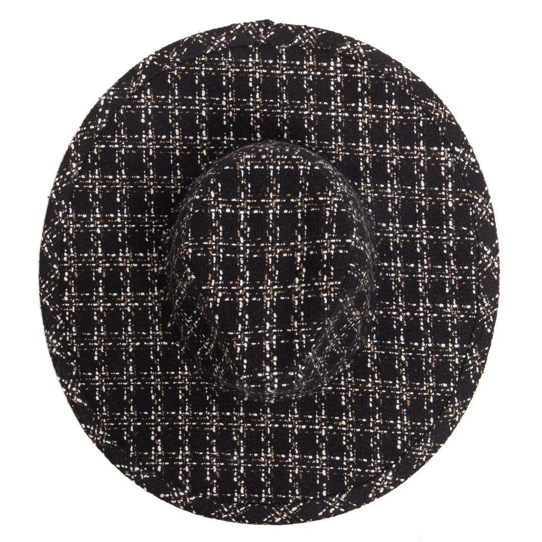Aria - Wide Brim Fedora with Textured Mixed Tweed Fabric - CTH9090