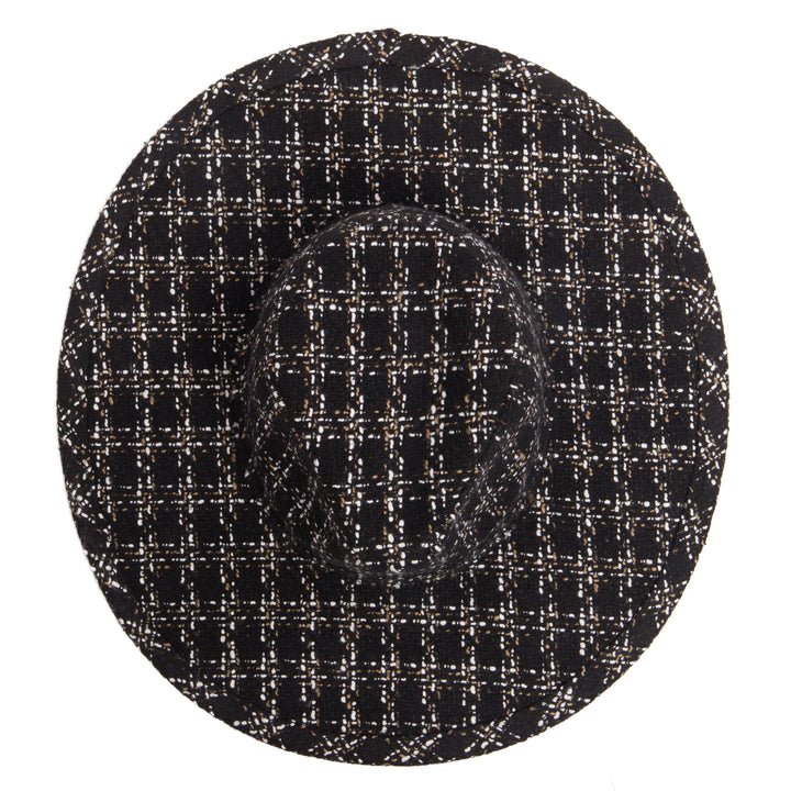 Aria - Wide Brim Fedora with Textured Mixed Tweed Fabric - CTH9090
