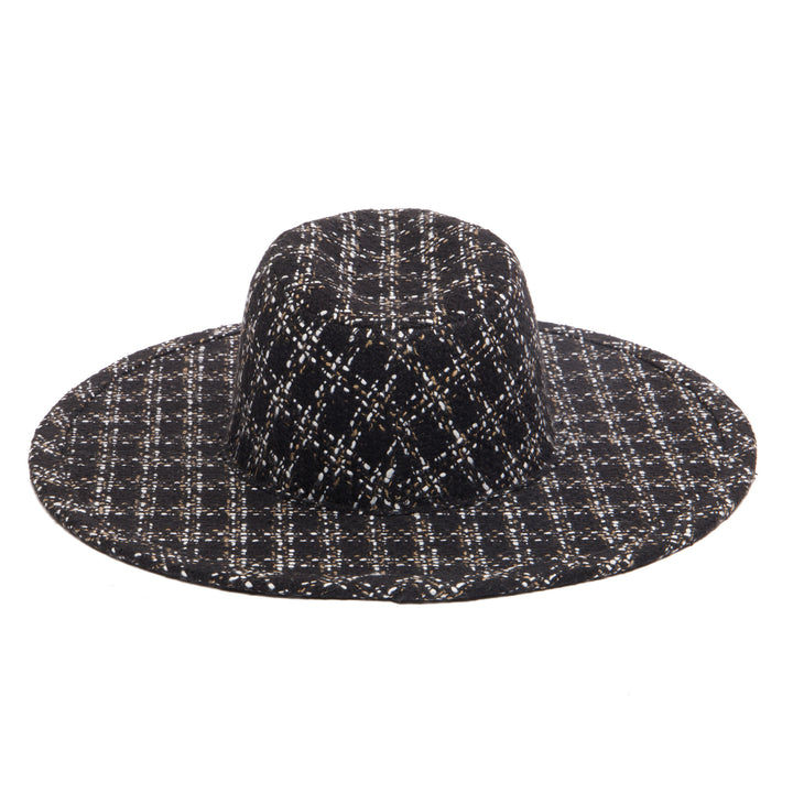 Aria - Wide Brim Fedora with Textured Mixed Tweed Fabric - CTH9090
