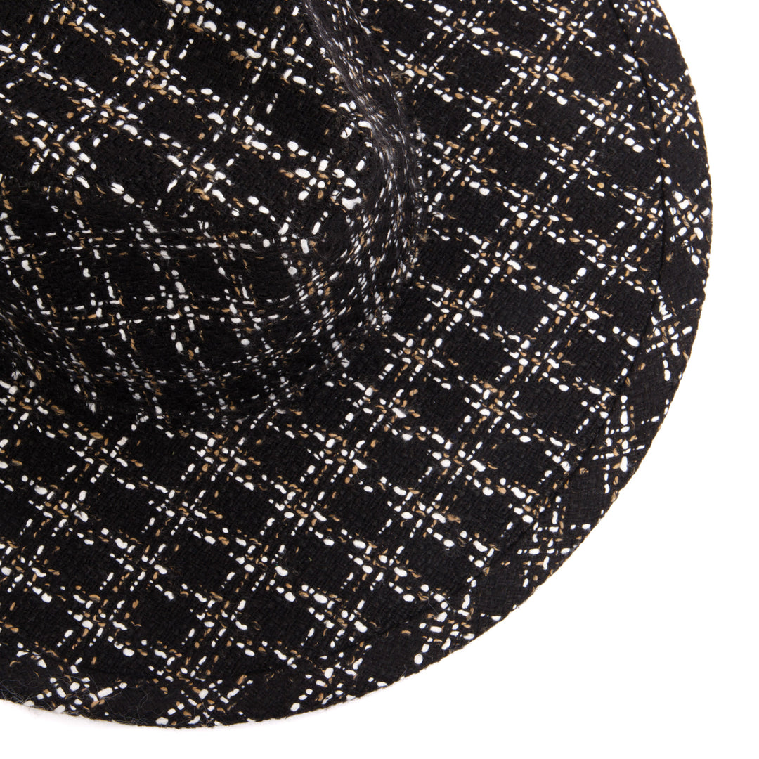 Aria - Wide Brim Fedora with Textured Mixed Tweed Fabric - CTH9090