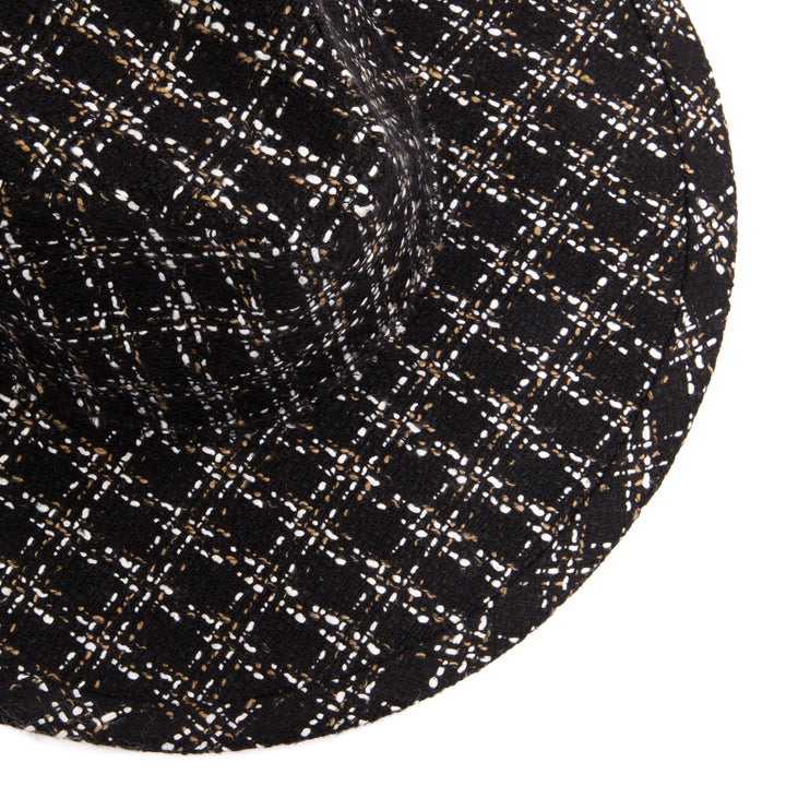 Aria - Wide Brim Fedora with Textured Mixed Tweed Fabric - CTH9090