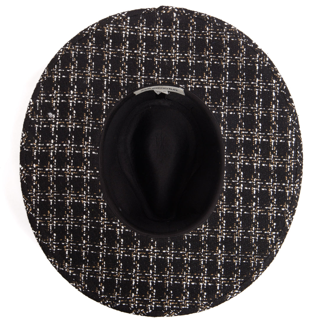 Aria - Wide Brim Fedora with Textured Mixed Tweed Fabric - CTH9090