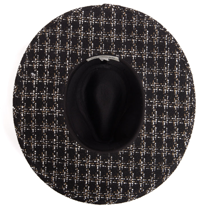 Aria - Wide Brim Fedora with Textured Mixed Tweed Fabric - CTH9090
