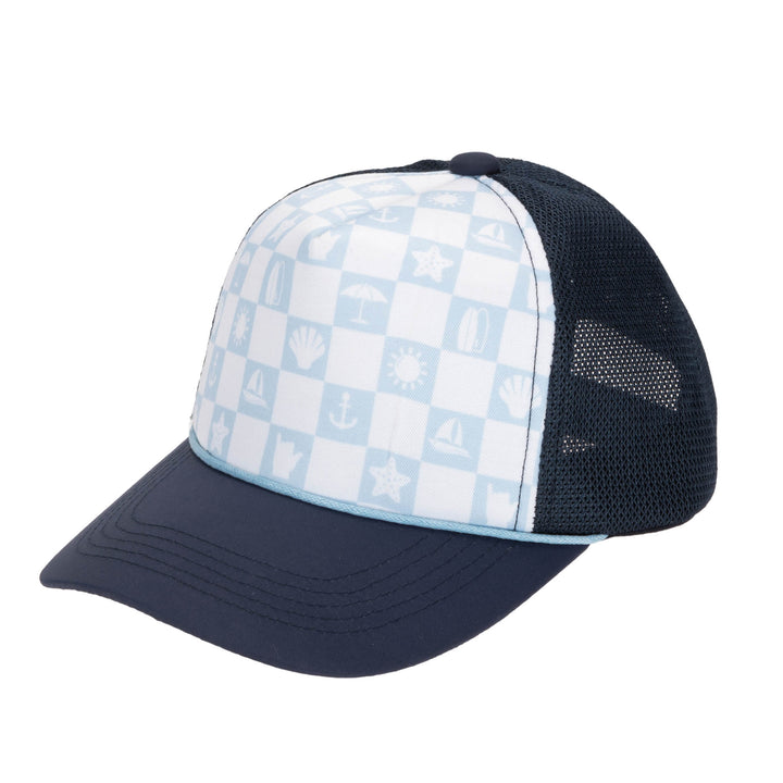 Kids Foam Trucker Hat with Checkered Print (CTK4425)