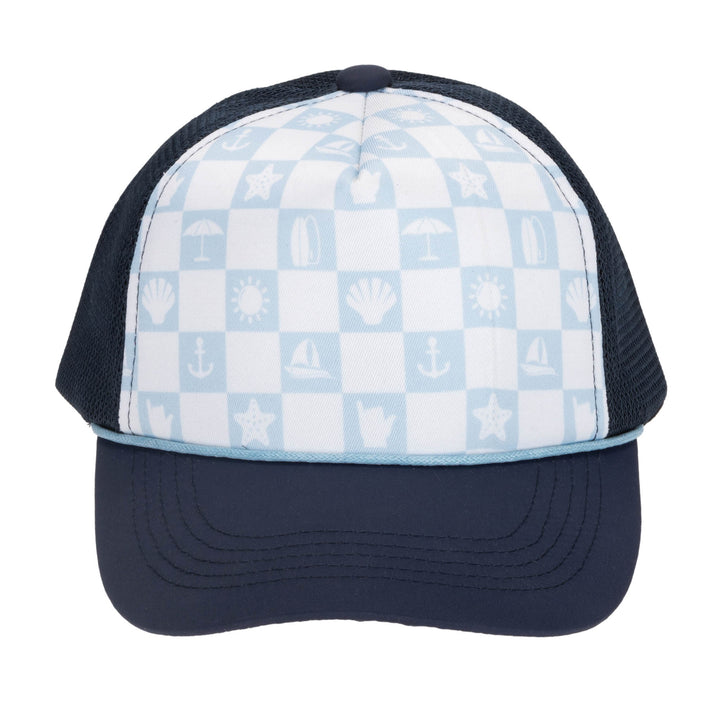 Kids Foam Trucker Hat with Checkered Print (CTK4425)