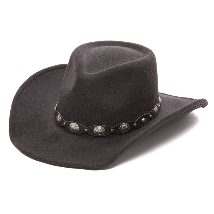 Faux Felt Pinch Crown Cowboy with Faux Leather Metal Concho Band (CH217545FRY)