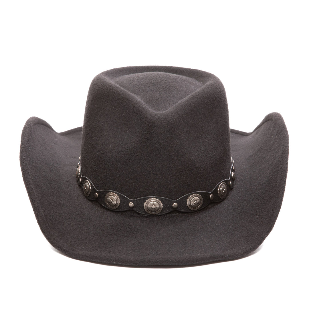 Faux Felt Pinch Crown Cowboy with Faux Leather Metal Concho Band (CH217545FRY)