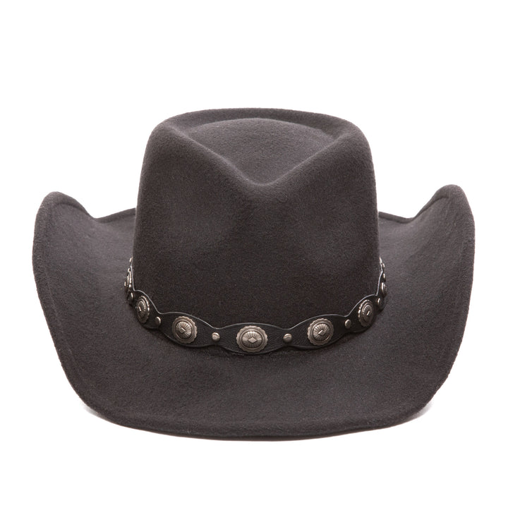 Faux Felt Pinch Crown Cowboy with Faux Leather Metal Concho Band (CH217545FRY)