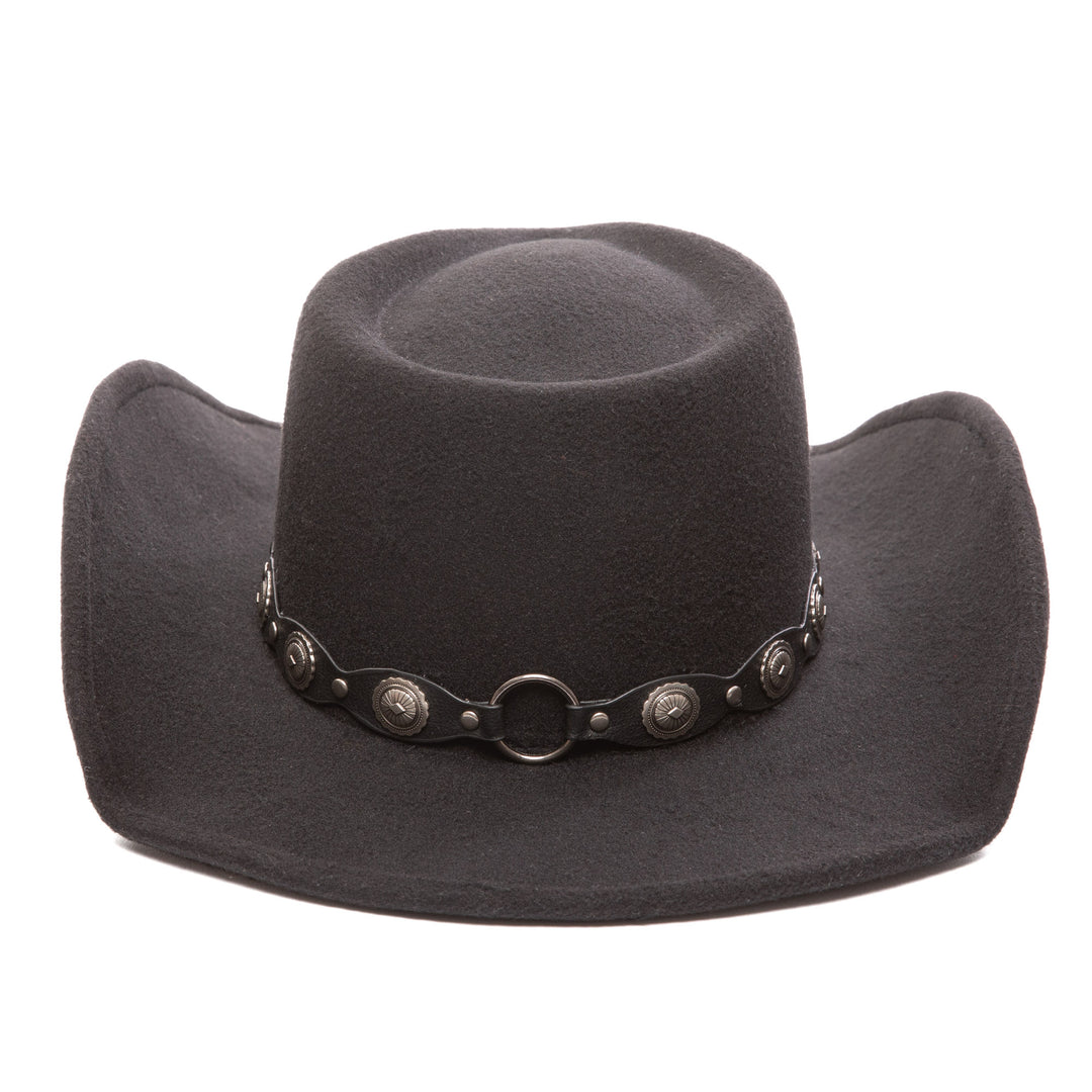 Faux Felt Pinch Crown Cowboy with Faux Leather Metal Concho Band (CH217545FRY)