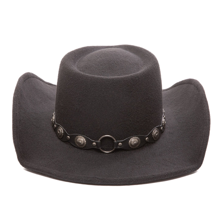 Faux Felt Pinch Crown Cowboy with Faux Leather Metal Concho Band (CH217545FRY)