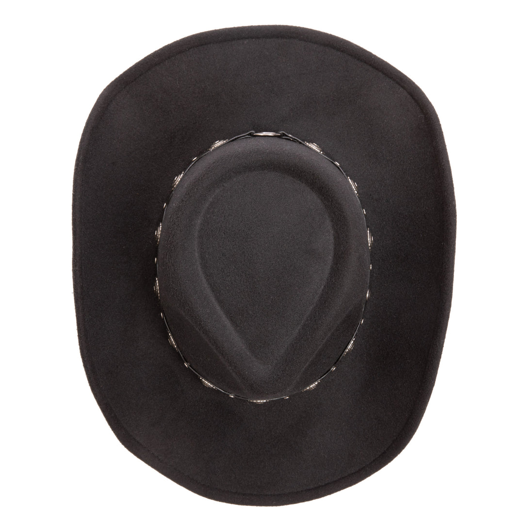 Faux Felt Pinch Crown Cowboy with Faux Leather Metal Concho Band (CH217545FRY)