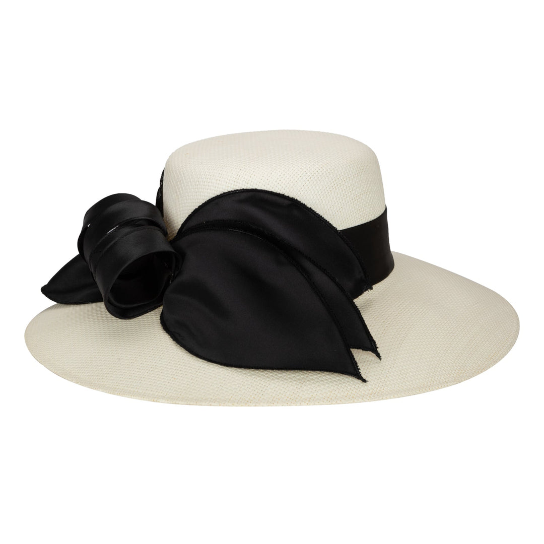 Woven Paper Round Crown With Exaggerated Satin Bow-DRESSY-San Diego Hat Company