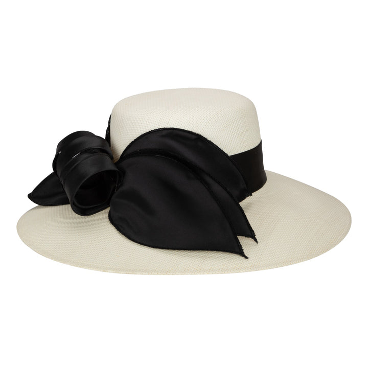 Woven Paper Round Crown With Exaggerated Satin Bow-DRESSY-San Diego Hat Company