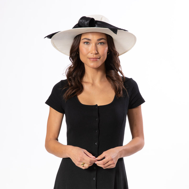Woven Paper Round Crown With Exaggerated Satin Bow-DRESSY-San Diego Hat Company