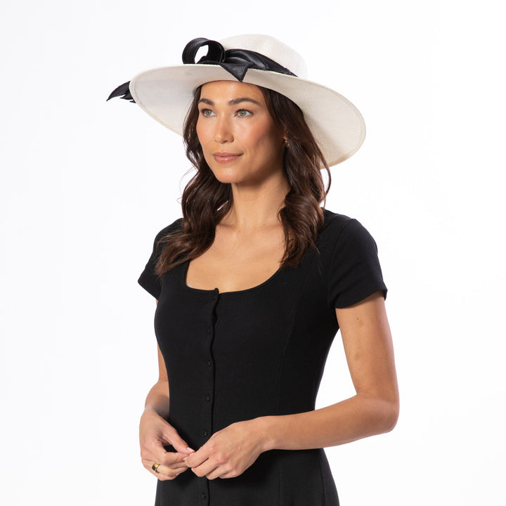 Woven Paper Round Crown With Exaggerated Satin Bow-DRESSY-San Diego Hat Company