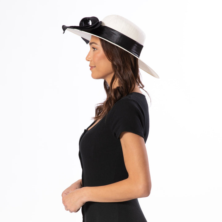 Woven Paper Round Crown With Exaggerated Satin Bow-DRESSY-San Diego Hat Company