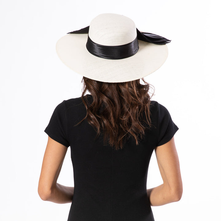 Woven Paper Round Crown With Exaggerated Satin Bow-DRESSY-San Diego Hat Company