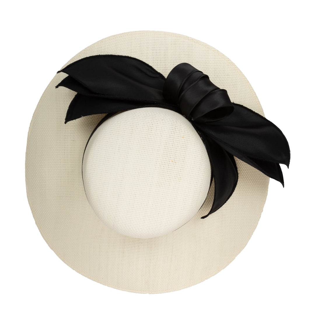 Woven Paper Round Crown With Exaggerated Satin Bow-DRESSY-San Diego Hat Company