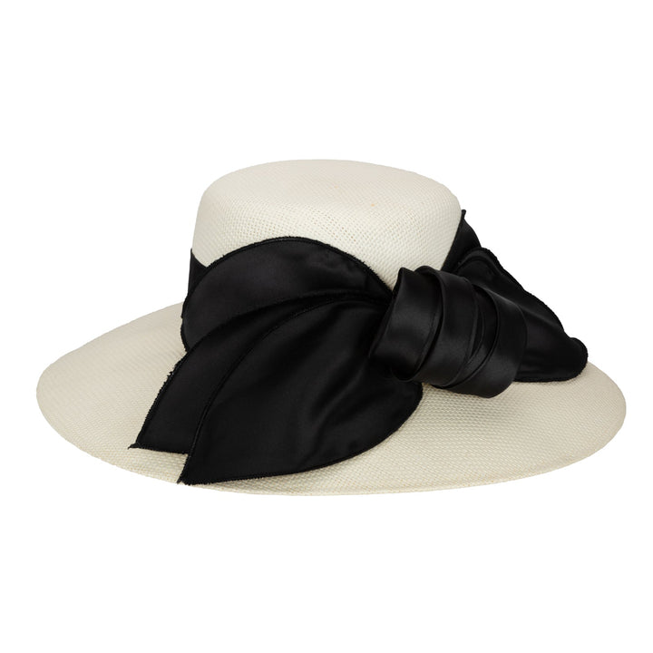 Woven Paper Round Crown With Exaggerated Satin Bow-DRESSY-San Diego Hat Company