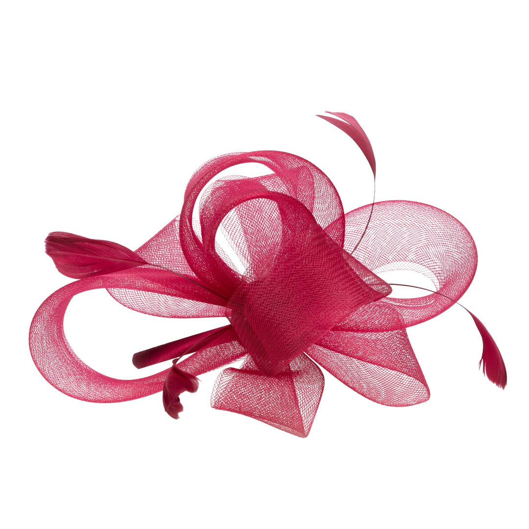 Woven Mesh Fascinator With Self Bow And Tonal Feather Details-DRESSY-San Diego Hat Company