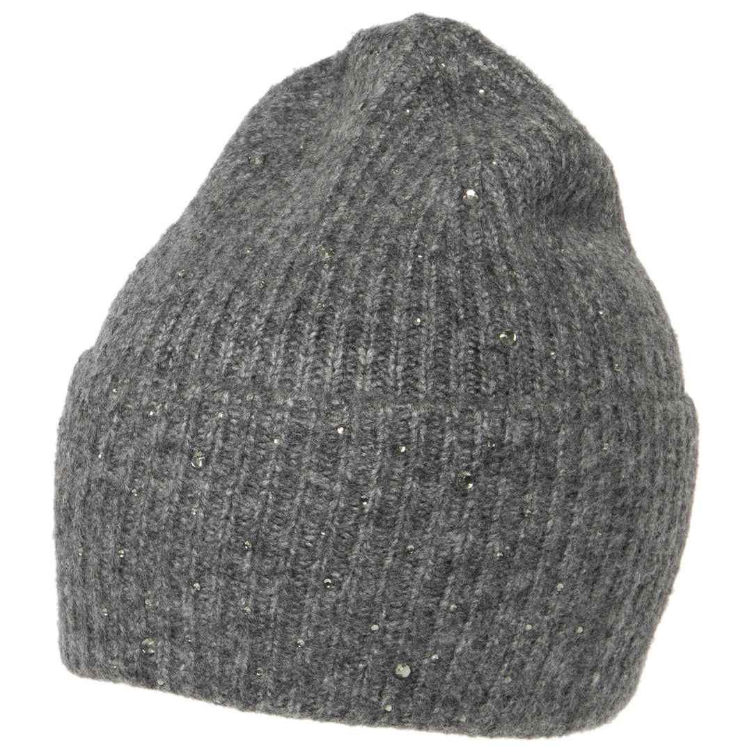 Juliet - Rib Knit Cuff Beanie with Tonal Rhinestones (KC93175)