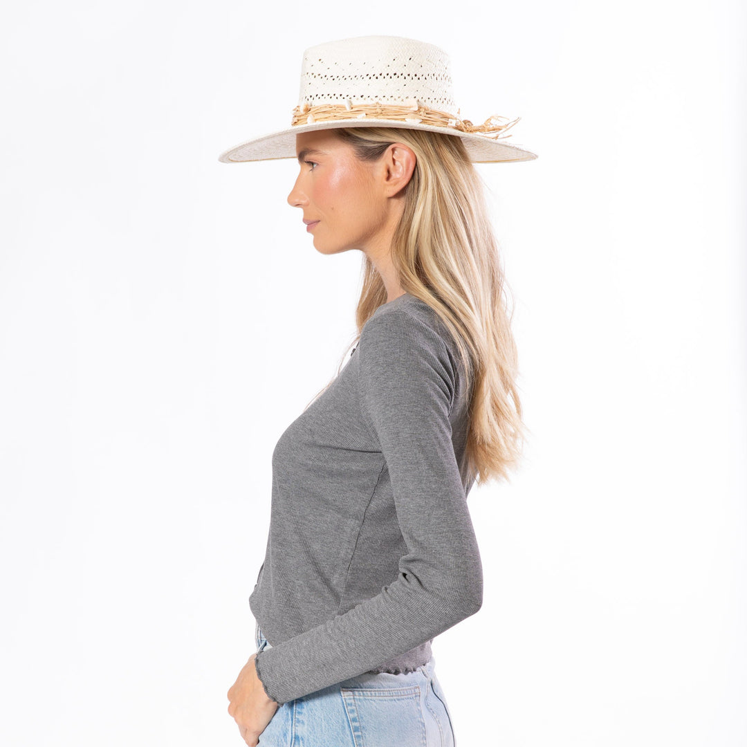 Melody - Vented Fedora with Raffia Trim-FEDORA-San Diego Hat Company