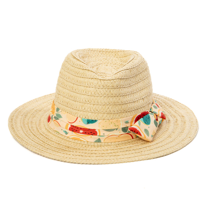 Kids Pinch Crown Fedora with Fruit Printed Band
