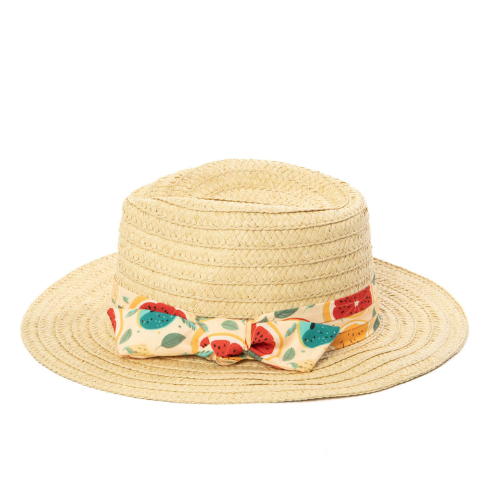 Kids Pinch Crown Fedora with Fruit Printed Band