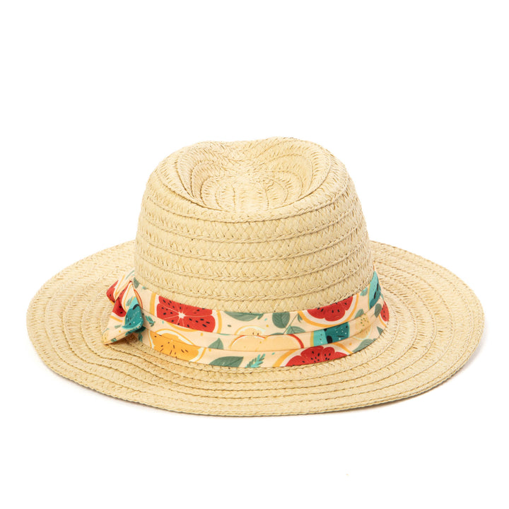 Kids Pinch Crown Fedora with Fruit Printed Band