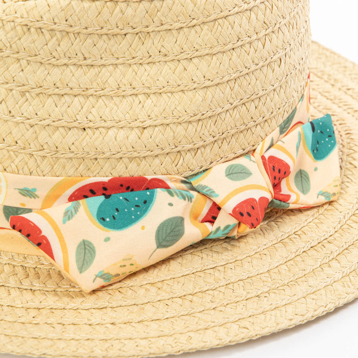 Kids Pinch Crown Fedora with Fruit Printed Band