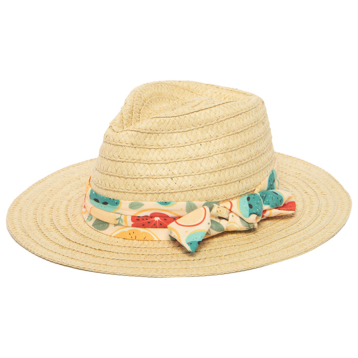 Kids Pinch Crown Fedora with Fruit Printed Band